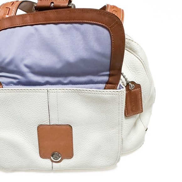 Coach Y2K SoHo Courtney Domed Buckle Satchel Soft Pebble White Leather - Picture 14 of 16